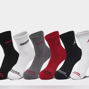 NWT 6 Pack Jordan Kid’s Multi-Color Crew Socks - Sz. 10C-3Y